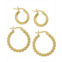 And Now This 2-Pc. Set Polished Small Hoop & Beaded Hoop Earrings in Gold-Plate or Silver Plate