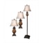 StyleCraft Home Collection StyleCraft Linen Fabric Shade Floor and Table Lamp Set Pack of 3