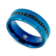 Blackjack Mens Black Cubic Zirconia Band in Blue Ion-Plated Stainless Steel