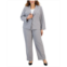 Le Suit Plus Size Herringbone Single Button Blazer & Straight-Leg Mid-Rise Pantsuit