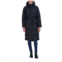 Sebby Collection Womens Long Puffer Jacket with Hood and Belt