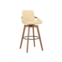 Armen Living Baylor Swivel Wood Bar or Counter Stool in Faux Leather