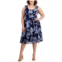 Connected Plus Size Printed Ruched-Bodice Sleeveless Dress