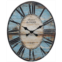 3R Studio Decorative Oval Wood Wall Clock with Distressed Finish Turquoise