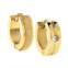 Sutton by Rhona Sutton Sutton Gold-Tone Stainless Steel Matte Glitter And Stone Huggie Earrings