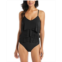 Beyond Control Womens Solid Citizen Tiered One-Piece Swimsuit