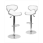 EMMA+OLIVER 2 Pack Contemporary Cozy Mid-Back Vinyl Adjustable Height Barstool With Chrome Base