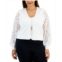 Robbie Bee Plus Size Lace-Sleeve Open-Front Shrug