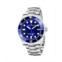 Alexander Mens Vathos Silver-tone Stainless Steel Blue Dial 42mm Round Watch