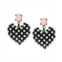Betsey Johnson Black-Tone Imitation Pearl Heart Earrings