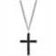 EFFY Collection EFFY Mens Black Spinel Cross Pendant Necklace 22 in Sterling Silver