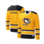Starter Mens Gold Black Pittsburgh Penguins Cross Check Jersey V-Neck Long Sleeve T-shirt