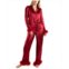 Linea Donatella Womens Marabou Feather Satin Pajama Set
