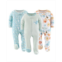 The Peanutshell Baby Girls Sunshine Neutral Footed Baby Sleepers 3-Pack