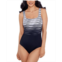 Swim Solutions Womens Striped One-Piece Swimsuit