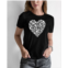 LA Pop Art Womens Word Art Paw Prints Heart T-Shirt