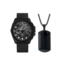 American Exchange Mens Analog Three-Hand Quartz Matte Black Leather Strap Watch 48mm Gift Set