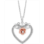 Enchanted Disney Fine Jewelry Diamond Belle Rose & Heart Pendant Necklace (1/6 ct. t.w.) in Sterling Silver & 14K Rose Gold-Plate 16 + 2 extender