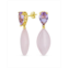 Bling Jewelry Unique Geometric Linear Pink Quartz Rhombus Teardrop Shape Purple CZ & Natural Multi-Tier Gemstone Party Dangling Earrings in 14K Yellow Gold Plated