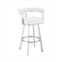 Armen Living Magnolia 30 Swivel Bar Stool in Brushed Stainless Steel with Faux Leather