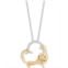 Enchanted Disney Fine Jewelry Diamond Rose & Heart Belle Pendant Necklace (1/10 ct. t.w.) in Sterling Silver & 14k Gold 16 + 2 extender