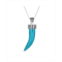 Bling Jewelry Protection Tooth Amulet Blue Turquoise Gemstone Cornicello Italian Horn L Chili Pepper Pendant Necklace Western Jewelry For Women For Men Oxidized .925 Sterling Silver Scroll