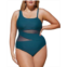 CUPSHE Womens Dreamscapes Mesh One-Shoulder Plus Size One Piece Swimsuit
