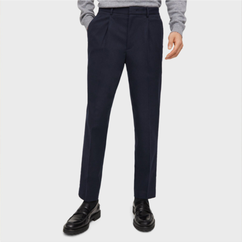 Theory Pleated Tapered Drawstring Pant in Cotton Flannel