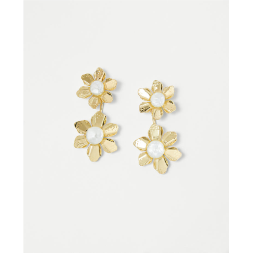 Anntaylor Pearlized Textured Flower Drop Earrings