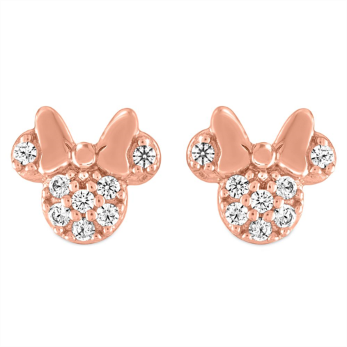 Disney Minnie Mouse Icon Pave Rose Gold Earrings by Rebecca Hook