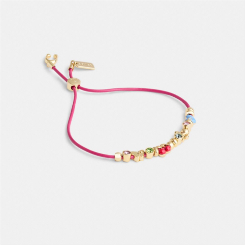 Coach Cherry And Heart Multi Charm Leather Slider Bracelet