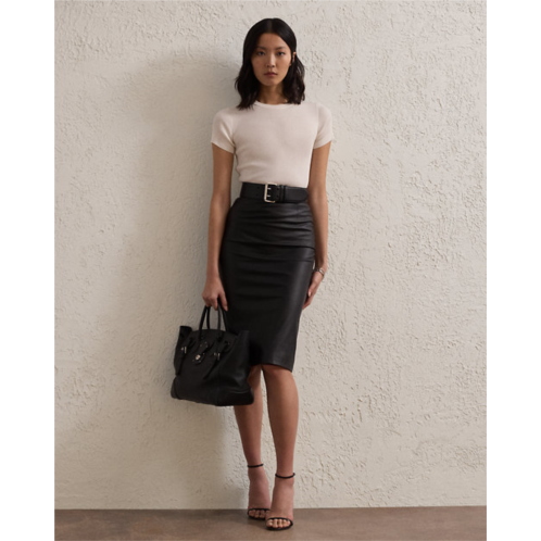 Polo Ralph Lauren Short Curran Nappa Leather Pencil Skirt