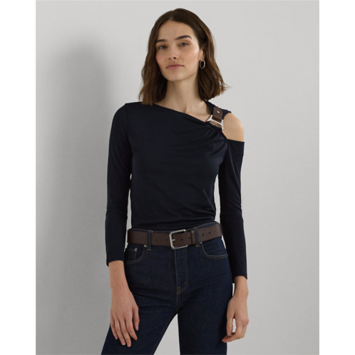 Polo Ralph Lauren Buckle-Trim Cutout Stretch Jersey Top