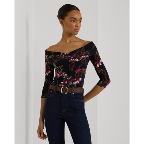 Polo Ralph Lauren Print Jersey Off-the-Shoulder Top