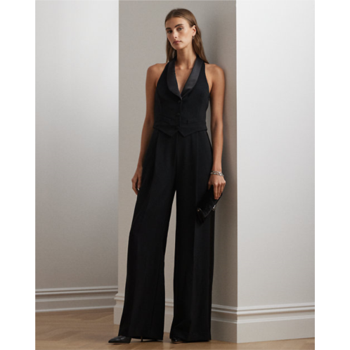 Polo Ralph Lauren Satin-Trim Crepe Sleeveless Jumpsuit