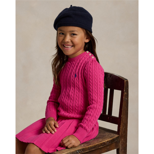 Polo Ralph Lauren Mini-Cable Pleated Cotton Sweater Dress