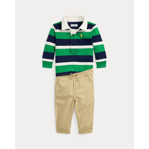 Polo Ralph Lauren Jersey Rugby Shirt & Poplin Pant Set