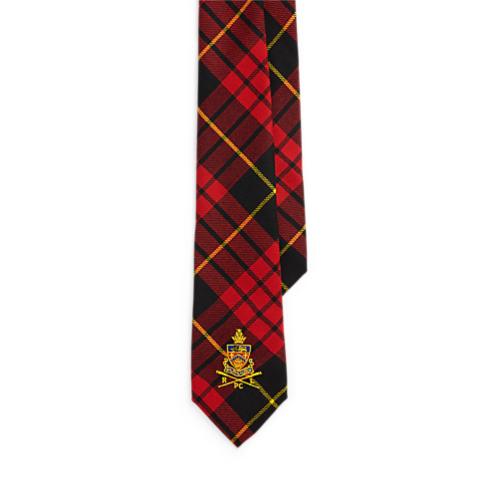 Polo Ralph Lauren Crest-Embroidered Tartan Wool Tie