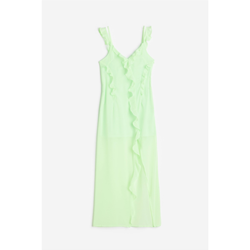 H&M Flounce-trimmed Chiffon Dress