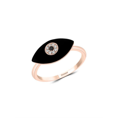 Effy 14K Rose Gold, Black Onyx, White & Black Diamond Evil Eye Ring