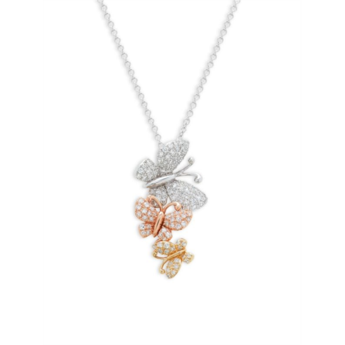 Effy 14K Tri-Gold Diamond Butterfly Pendant Necklace