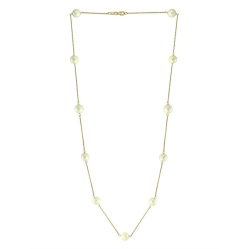 Effy 14K Yellow Gold & 7-7.5MM White Akoya Pearl Station Necklace