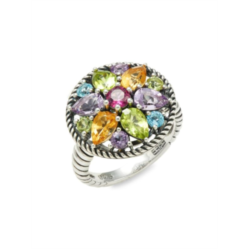 Effy Sterling Silver & Multistone Floral Ring