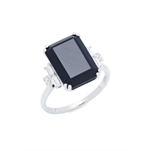 Effy 14K White Gold, Onyx & Diamond Ring