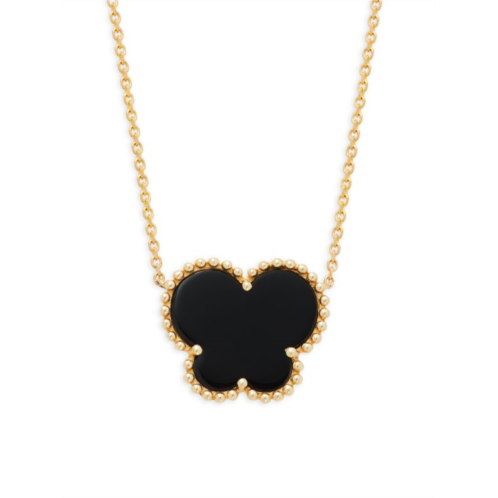 Effy 14K Yellow Gold & Onyx Butterfly Pendant Necklace