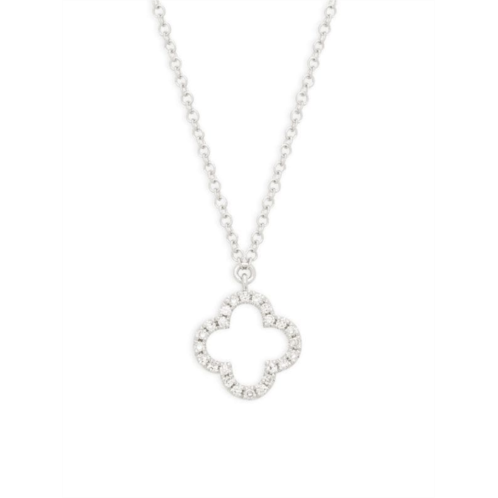 Saks Fifth Avenue 14K White Gold & Diamond Clover Pendant Necklace