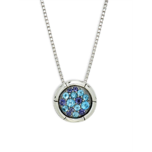 John Hardy Bamboo Sterling Silver, Swiss Blue Topaz & Iolite Pendant Necklace