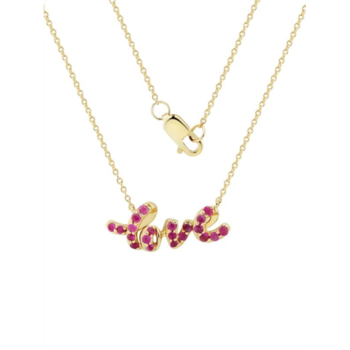 Saks Fifth Avenue 14K Yellow Gold & Ruby Love Pendant Necklace