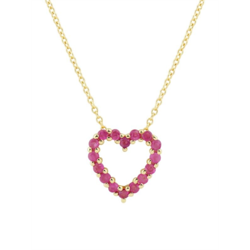 Saks Fifth Avenue 14K Yellow Gold & Ruby Heart Pendant Necklace