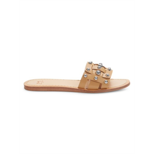 Marc Fisher LTD Studded Leather Flat Sandals